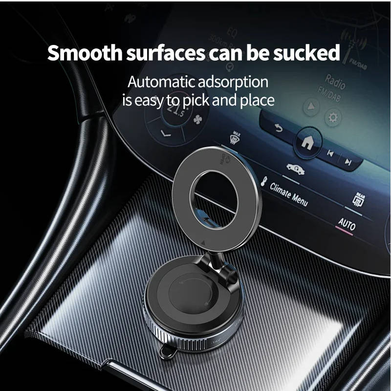 Car Phone Mount with Magnetic Snap and 360° Rotating Arm for All  Devices