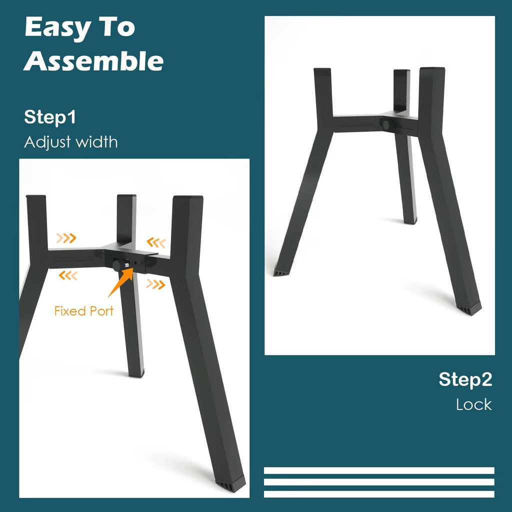 Dog Bowl Stand with Adjustable Width and Foldable Metal Frame, 13.7in  Height