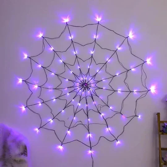Halloween Spider Web Lights Outdoor with 80 Purple LEDs
