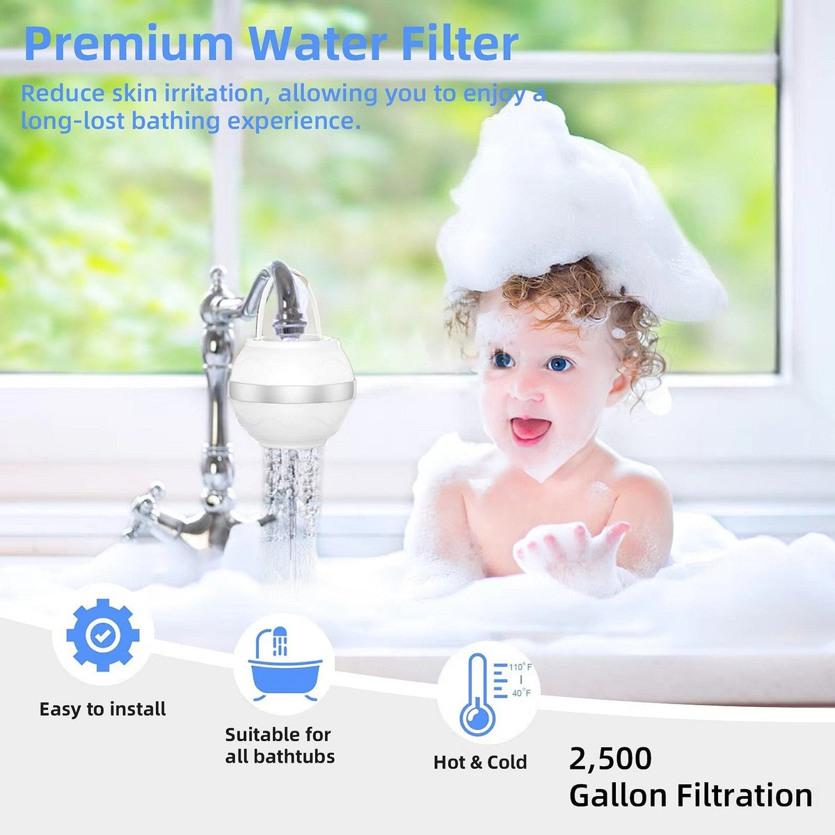 Faucet Mount Tub Filter with Eight-Layer Filtration and Mineral  Enrichment