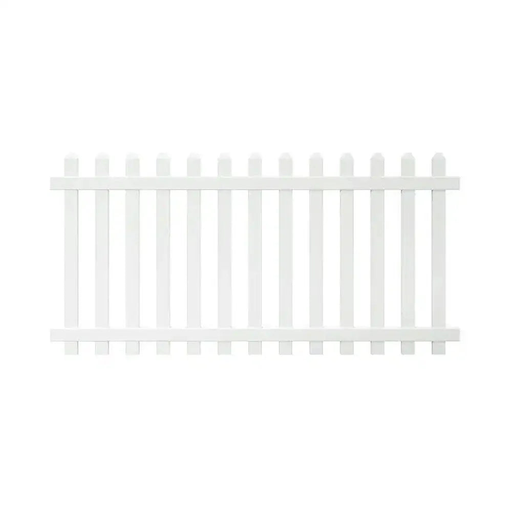 Veranda Glendale 4 ft. H x 8 ft. W White Vinyl Spaced Picket Unassembled Fence Panel with Dog Ear Pickets