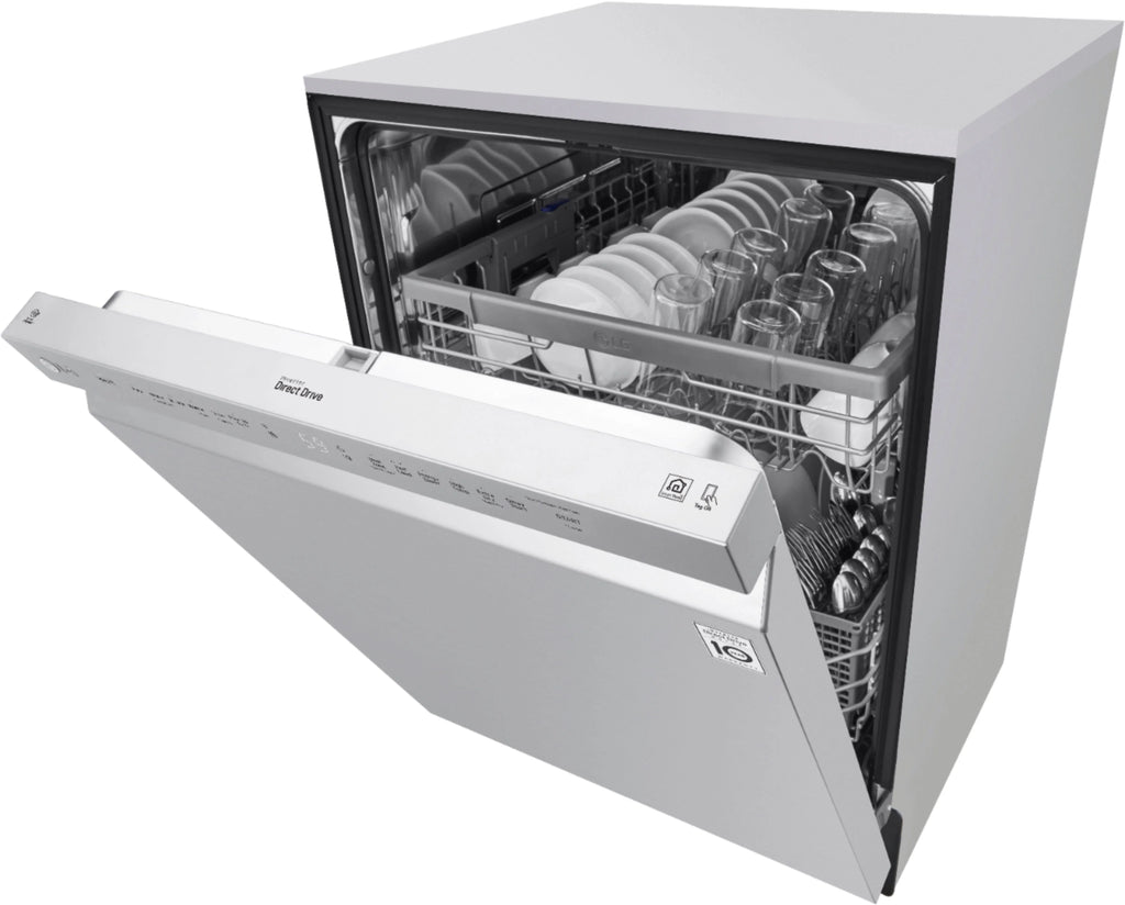 LG - 24 Front-Control Built-In Dishwasher with Stainless Steel Tub, QuadWash, 48 dBa - Stainless steel