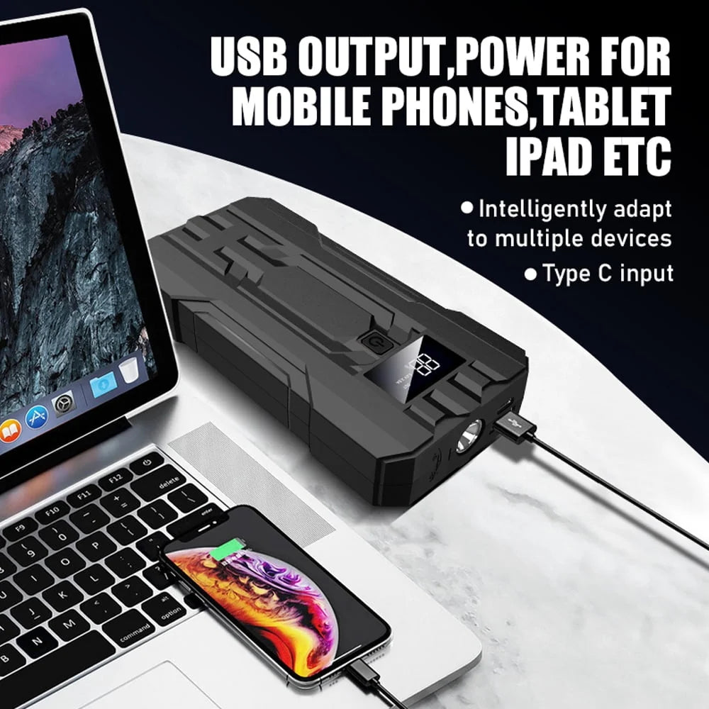 DFITO Portable 30000mAh Car Jump Starter, Car Emergency Starter Power for 12 Volt Automotive Batteries, Jump Box Power Pack with USB Charge and Flashlight