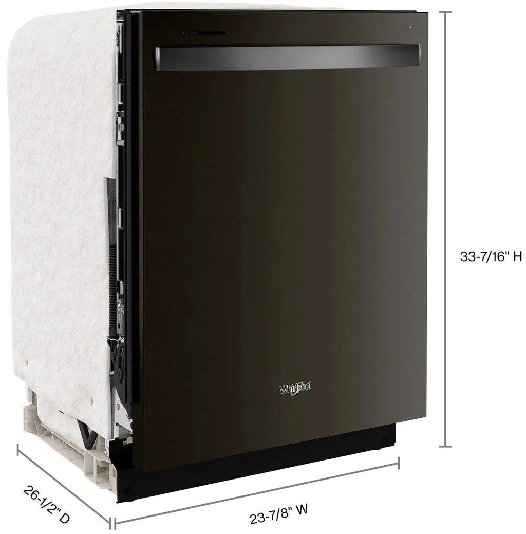 Whirlpool - 24 Top Control Built-In Dishwasher with Stainless Steel Tub, Large Capacity, 3rd Rack, 47 dBA - Black stainless steel