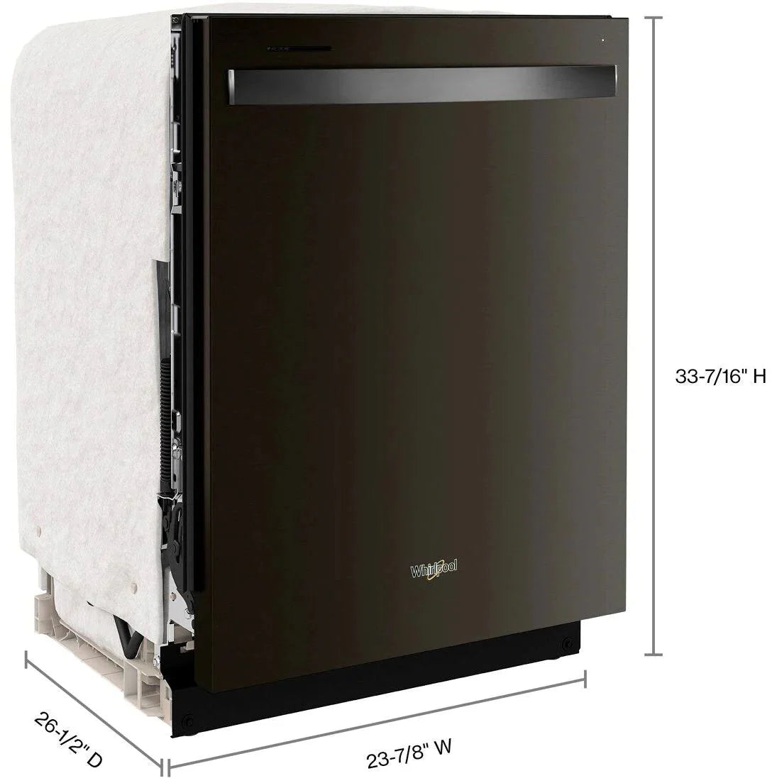 Whirlpool - 24 Top Control Built-In Dishwasher with Stainless Steel Tub, Large Capacity, 3rd Rack, 47 dBA - Black stainless steel