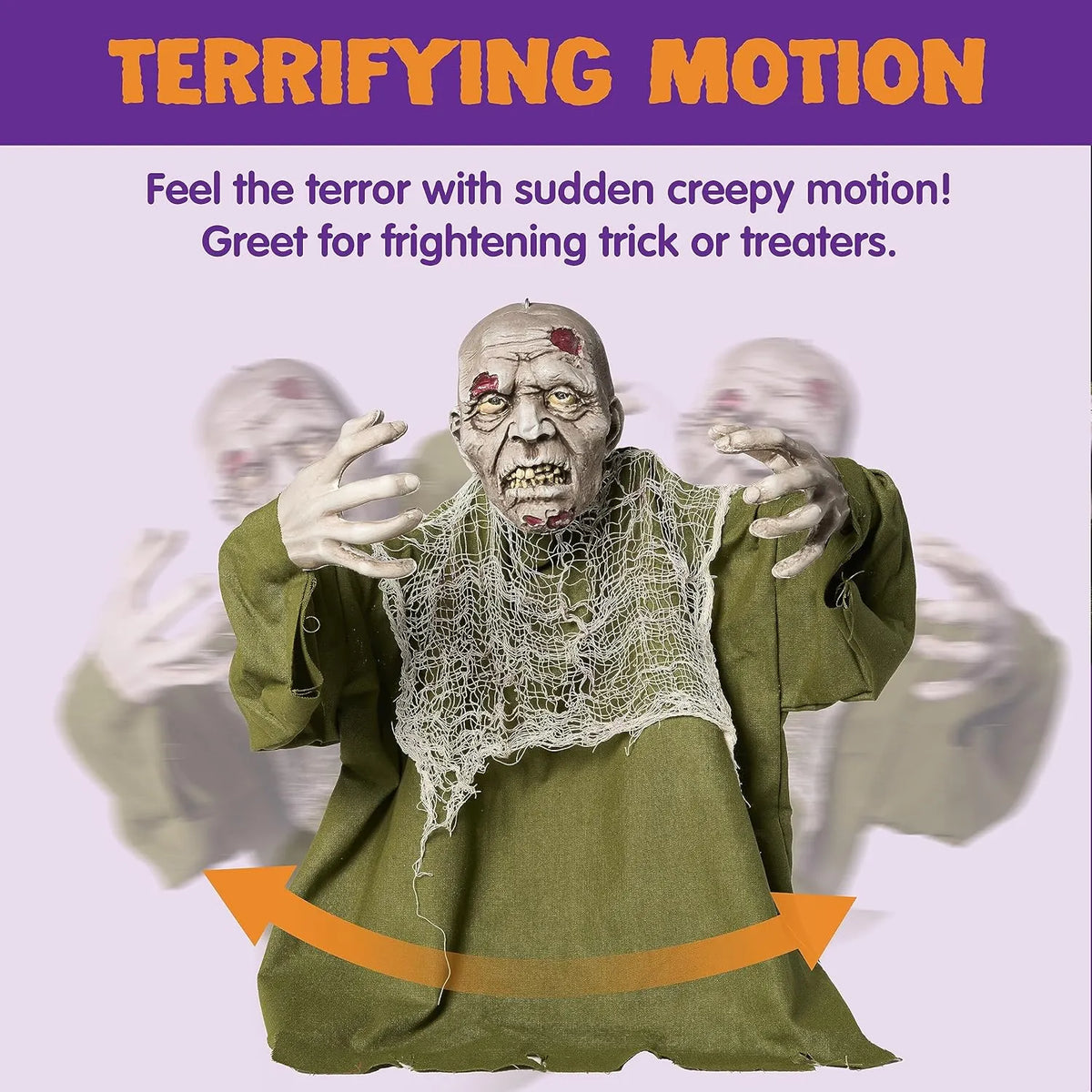 Halloween Animated Zombie Groundbreaker Outdoor Decor with Light Up Eyes Creepy Animatronic Decorations with Movable Arms for Halloween Party Prop and Lawn Patio Yard Outside Decorations