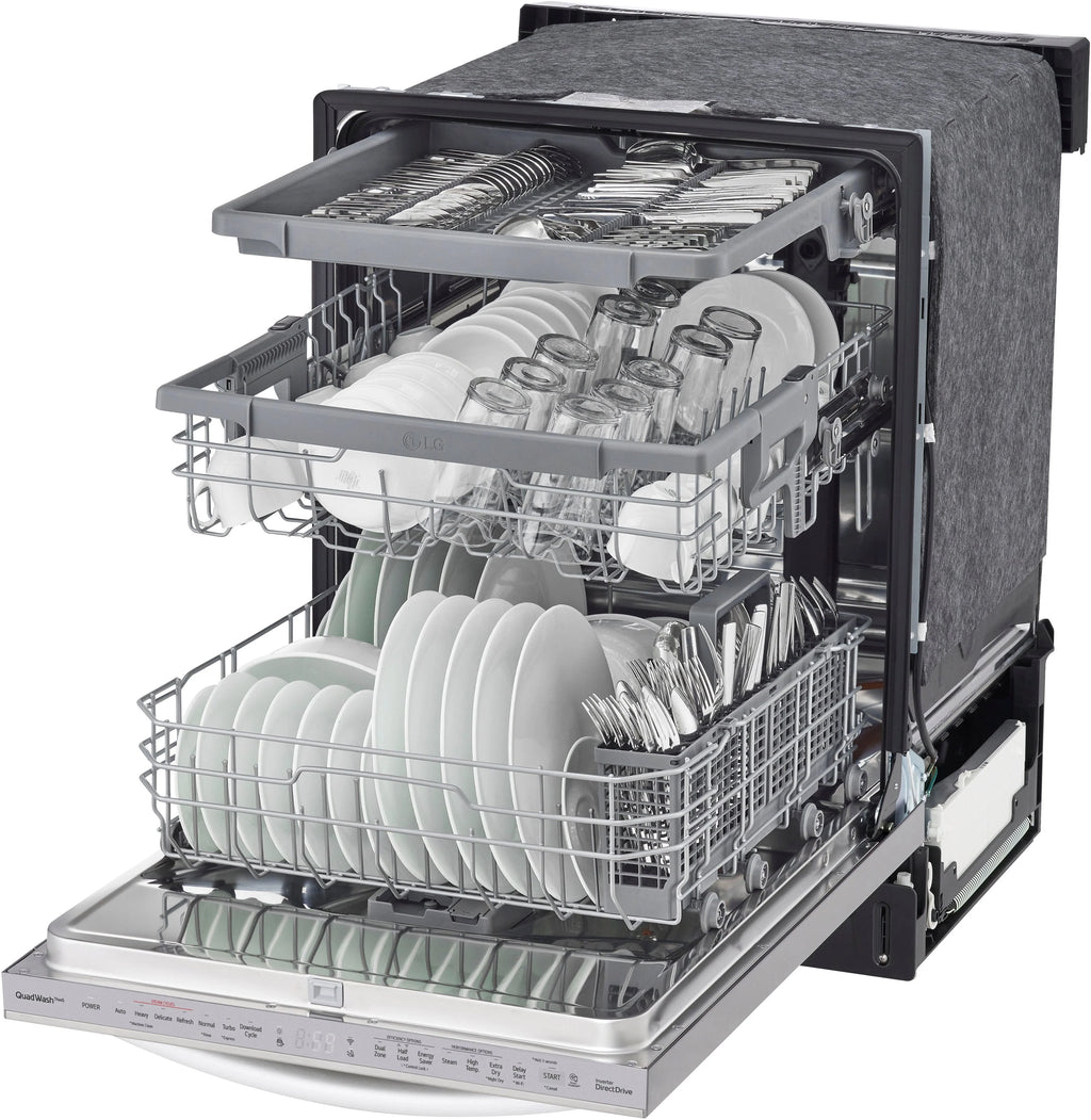 LG - 24 Top Control Smart Built-In Stainless Steel Tub Dishwasher with 3rd Rack, QuadWash and 46dba - Stainless steel
