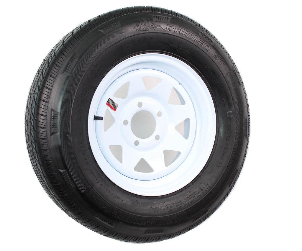 Radial Trailer Tire On Rim ST205/75R14 LRD 14 5 Lug Spoke White Wheel