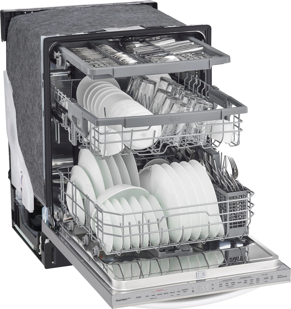 LG - 24 Top Control Smart Built-In Stainless Steel Tub Dishwasher with 3rd Rack, QuadWash and 46dba - Stainless steel