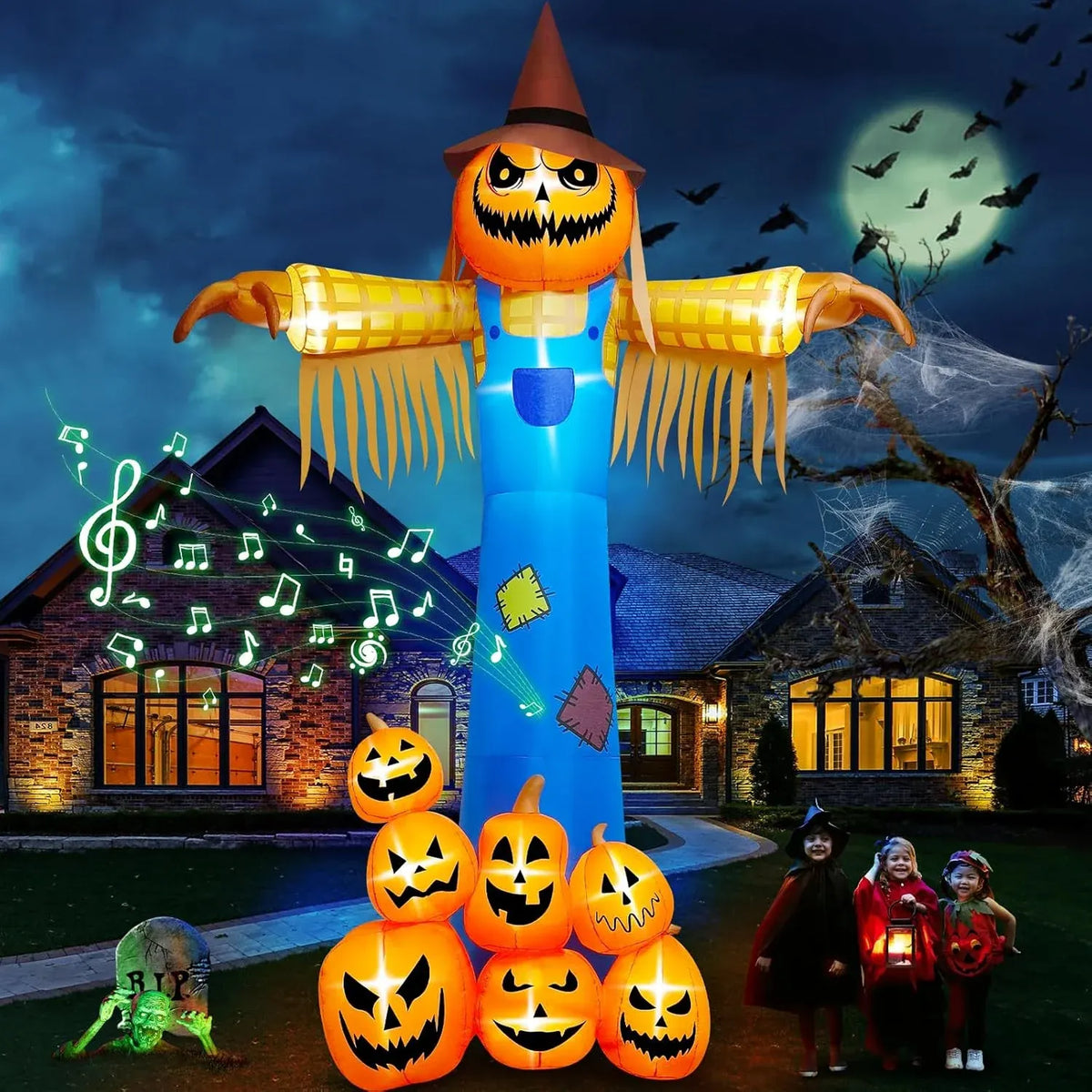 Kalolary 7FT Halloween Inflatables Animated Puppy Dog with Music, Witch Cauldron Halloween Blow Up Yard Decoration with Built-in LEDs for Indoor Outdoor Holiday Party Garden Lawn Decor