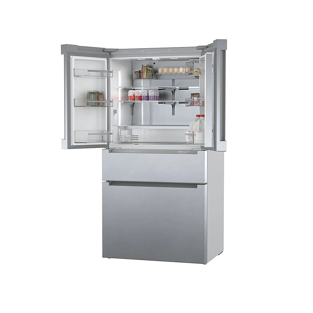 Bosch - 800 Series 20.5 Cu. Ft. 4-Door French Door Counter-Depth Smart Refrigerator - Stainless steel
