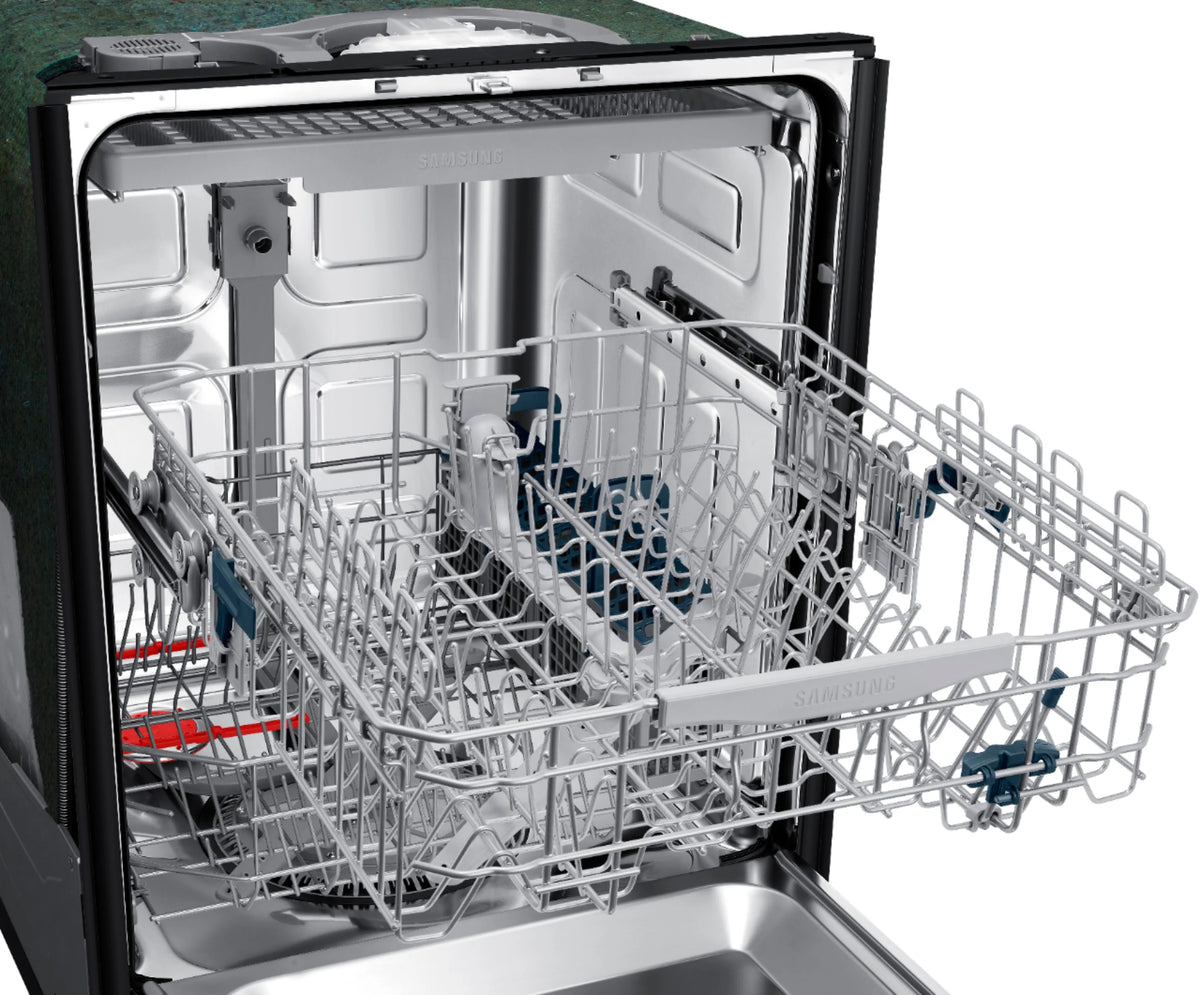 Samsung - StormWash 24 Top Control Built-In Dishwasher with AutoRelease Dry, 3rd Rack, 48 dBA - Black stainless steel