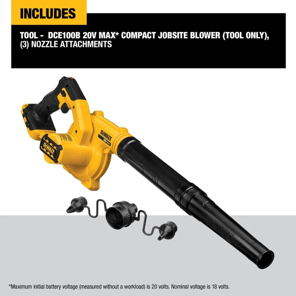 20V MAX Cordless Compact Jobsite Blower 135 MPH 100 CFM (Tool Only) DCE100B