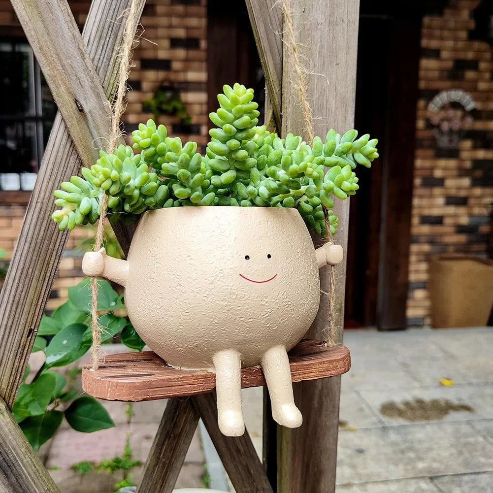 Hanging Planter with Weather-Resistant Resin and Integrated Hanger, for Small Succulents