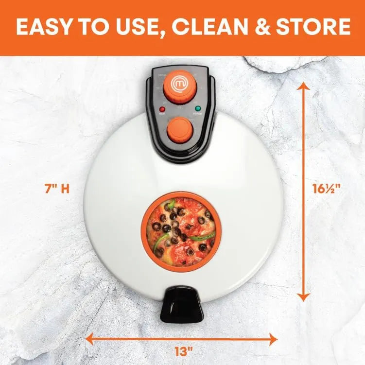 MasterChef Electric 12 Pizza Maker- Cook Homemade Calzones, Quesadillas & Cookies! Rotating Nonstick Plate for Even Baking- Adjustable Temp Control for Crispy Crust- Indoor or Outdoor Parties & Gifts
