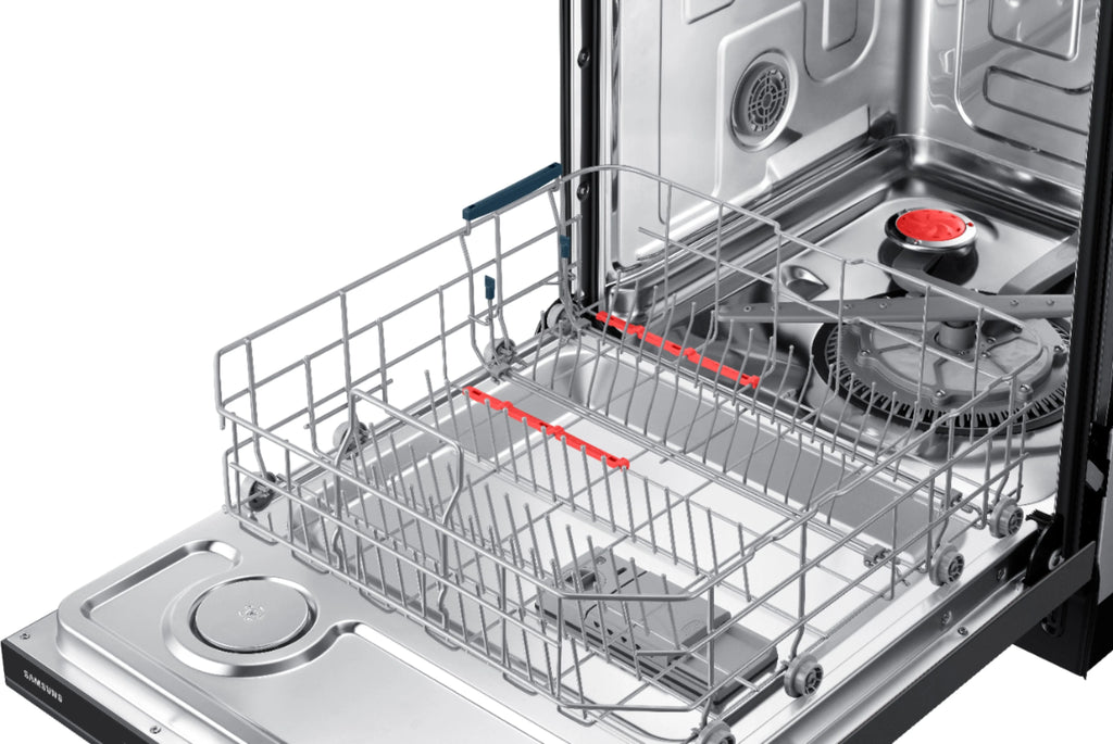 Samsung - StormWash 24 Top Control Built-In Dishwasher with AutoRelease Dry, 3rd Rack, 48 dBA - Black stainless steel