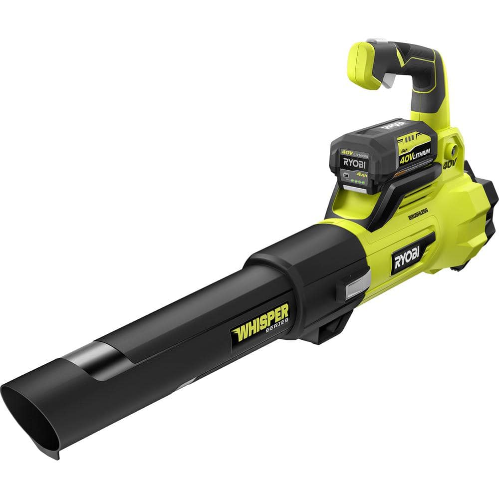 40V Brushless 125 MPH 550 CFM Cordless Battery Whisper Series Jet Fan Blower with 4.0 Ah Battery and Charger RY40470