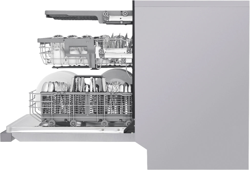 LG - 24 Front Control Smart Built-In Stainless Steel Tub Dishwasher with 3rd Rack, Quadwash, and 48dba - Stainless steel