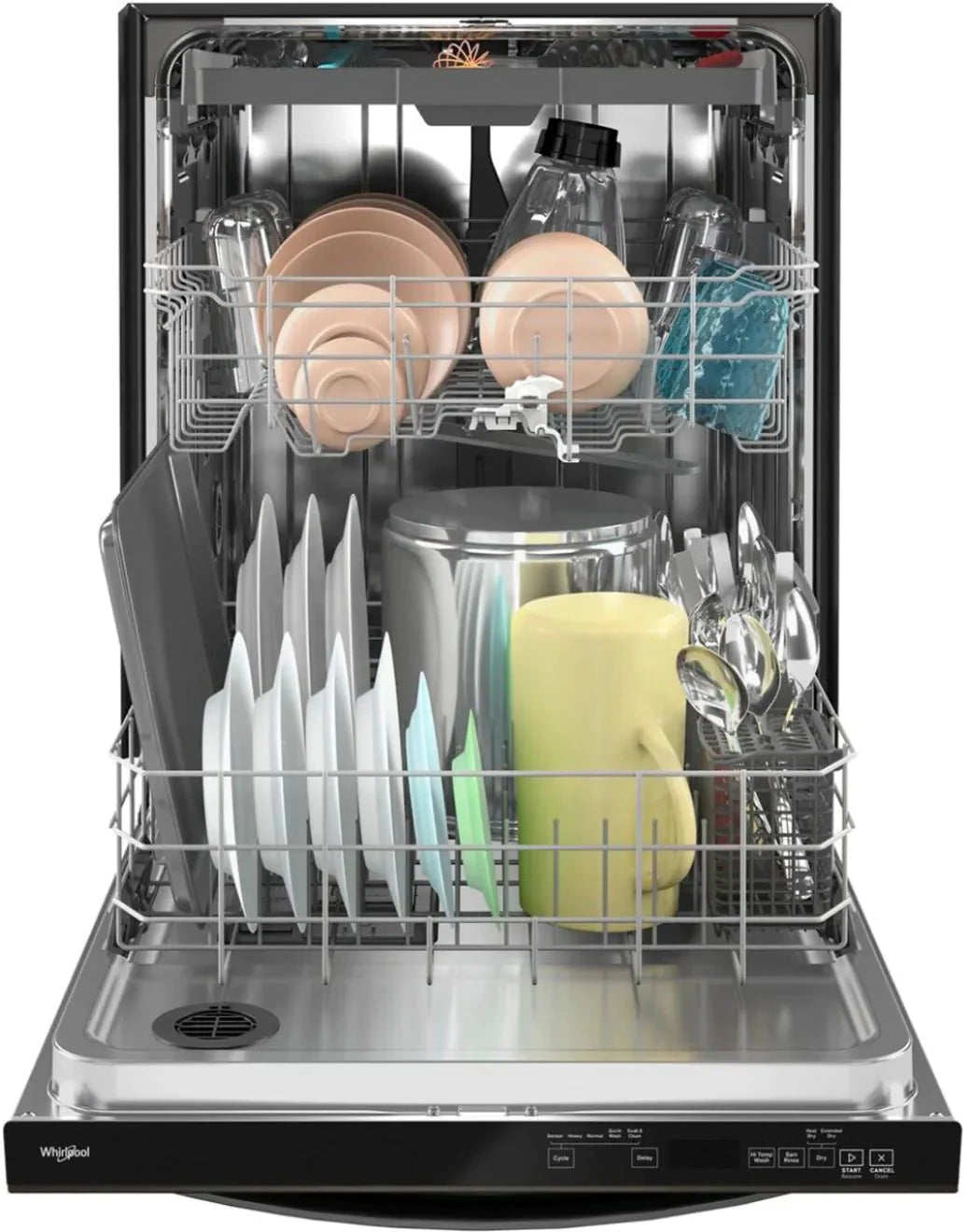 Whirlpool - 24 Top Control Built-In Dishwasher with Stainless Steel Tub, Large Capacity, 3rd Rack, 47 dBA - Black stainless steel