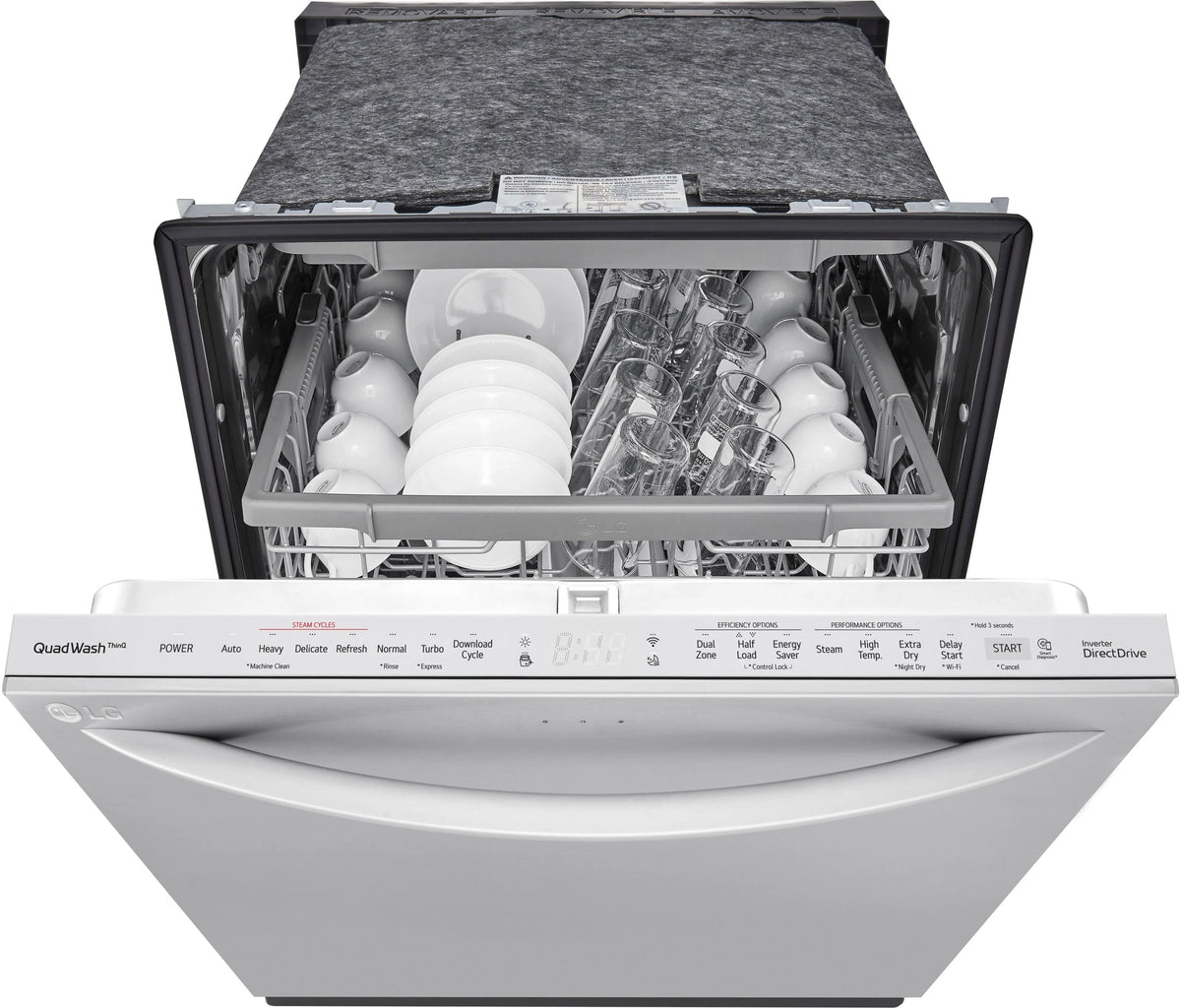 LG - 24 Top Control Smart Built-In Stainless Steel Tub Dishwasher with 3rd Rack, QuadWash and 46dba - Stainless steel