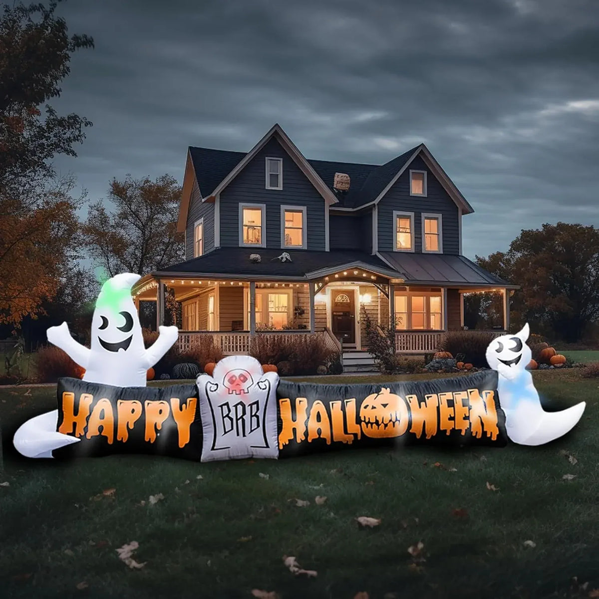 Halloween Inflatables10FT Castle Haunted House Arch Archway with Ghost Tombstone Removable Air Blower Bright LED Light - Cute Hoiday Outdoor Yard Lawn Garden Party Decorations