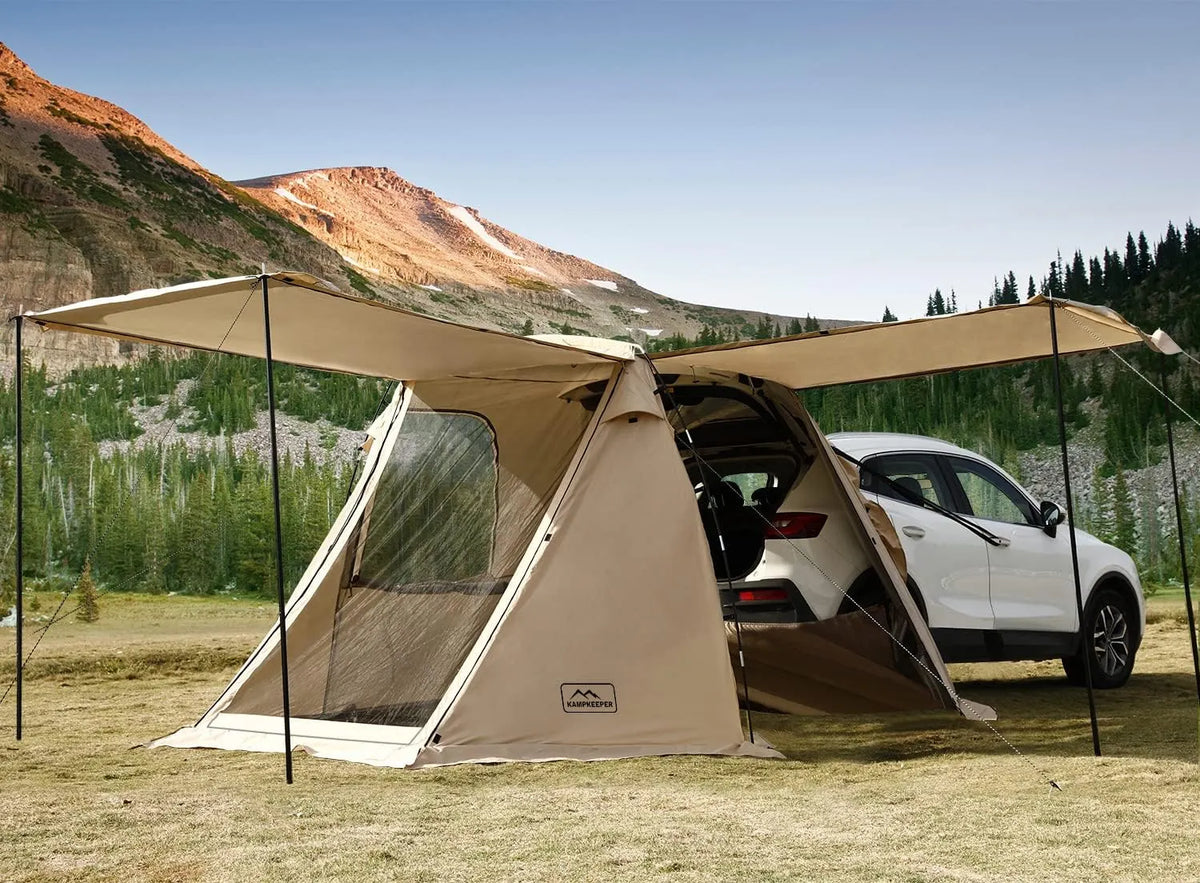 SUV Car Tent, Tailgate Shade Awning Tent for Camping, Vehicle Camping Tents Outdoor Travel (Gray)