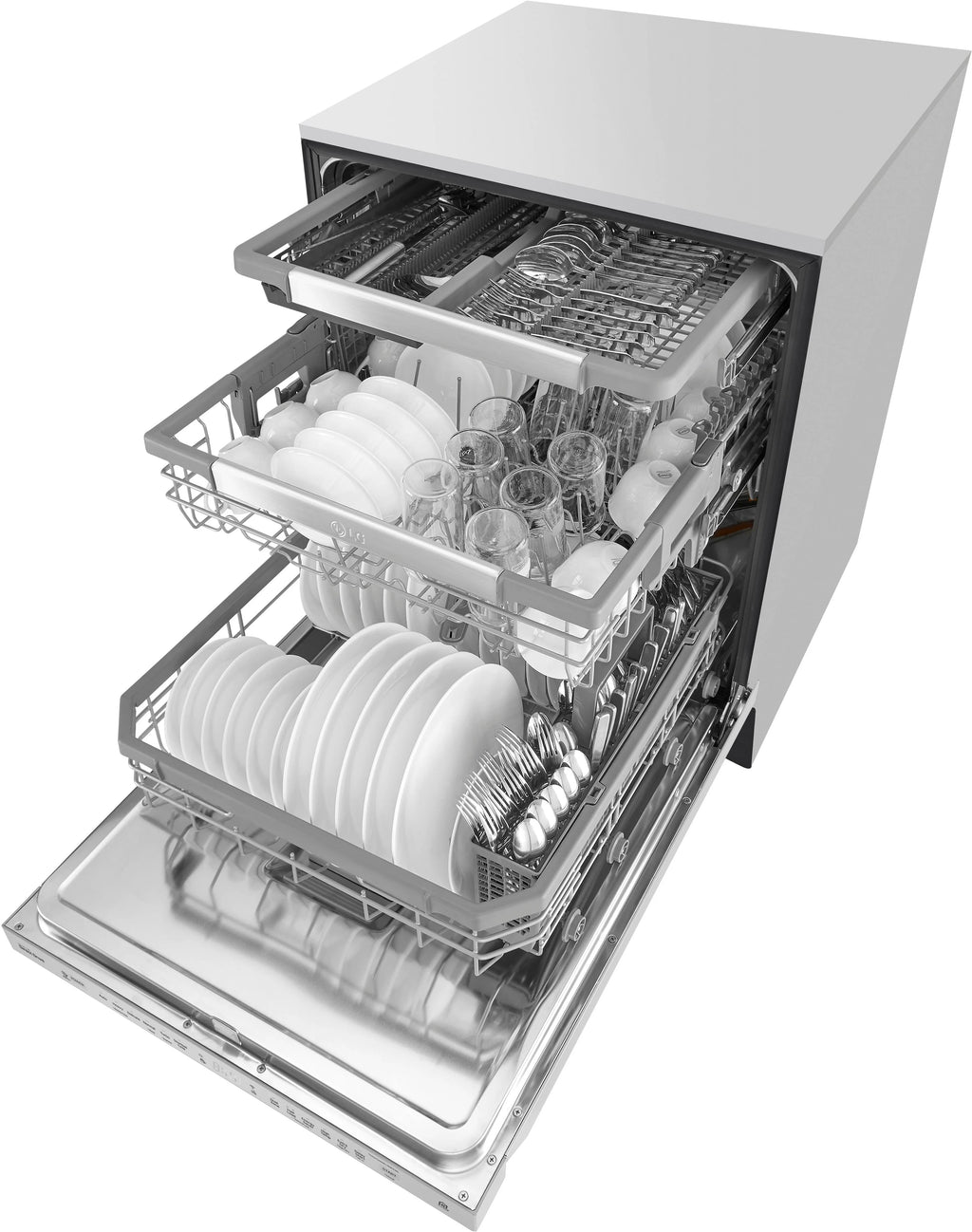 LG - 24 Top Control Smart Wi-Fi Enabled Dishwasher with QuadWash and Stainless Steel Tub - Stainless steel