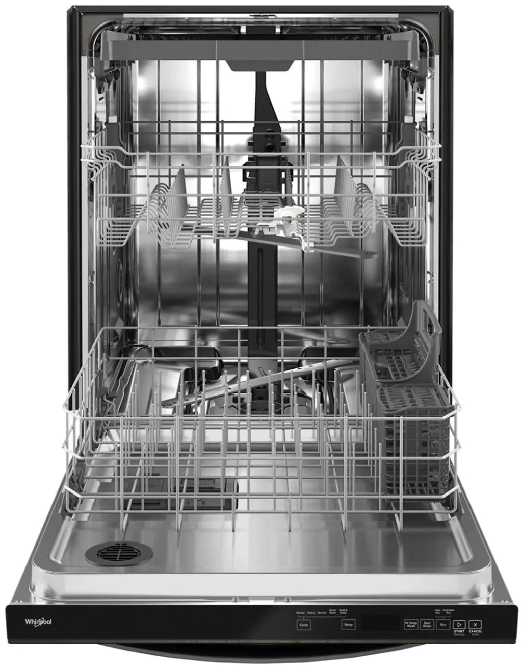 Whirlpool - 24 Top Control Built-In Dishwasher with Stainless Steel Tub, Large Capacity, 3rd Rack, 47 dBA - Black stainless steel