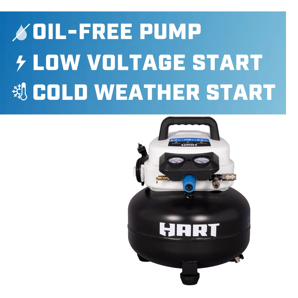 Hart 6 Gallon 1.5 HP Pancake Air Compressor