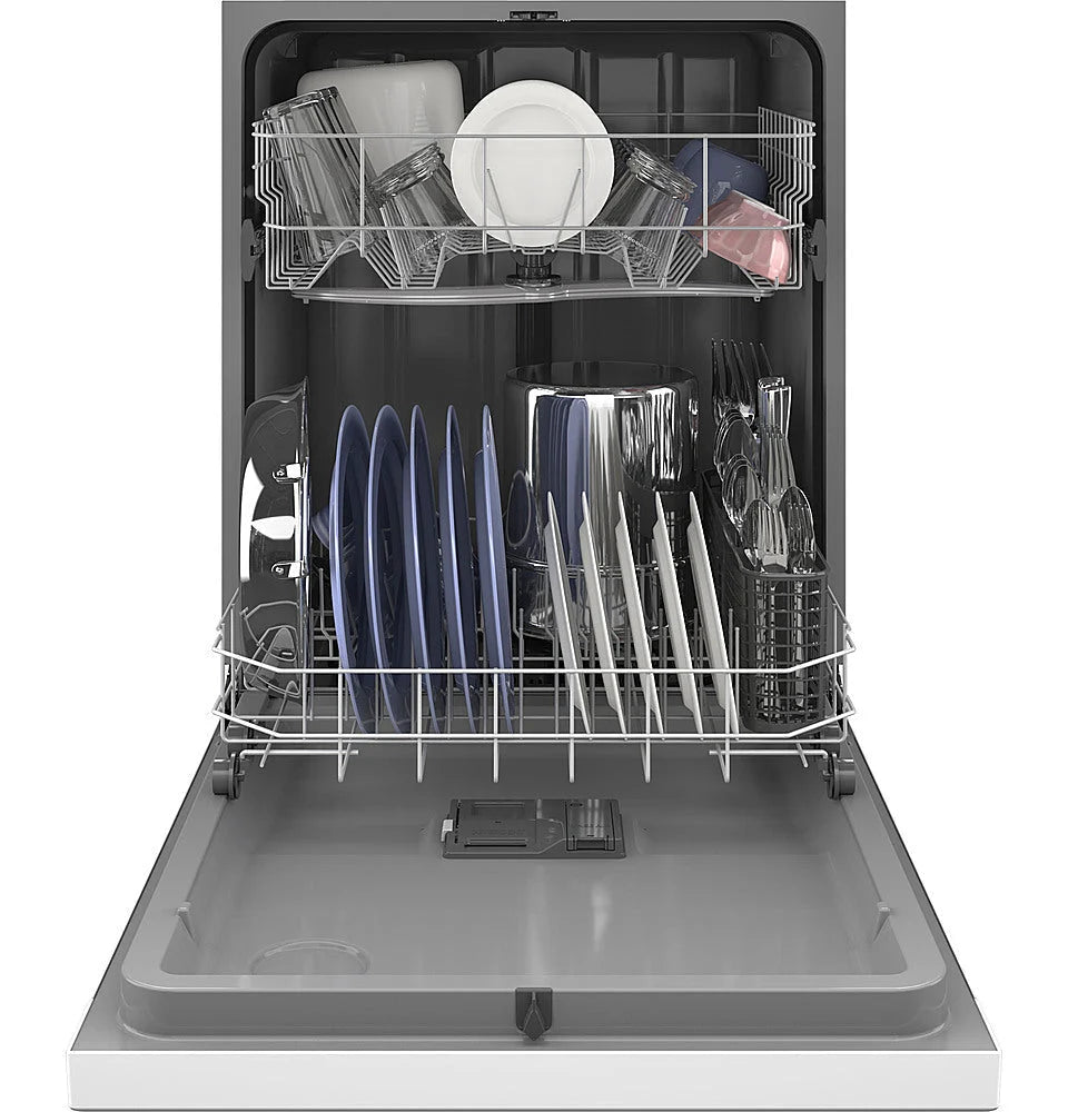 GE - Front Control Built-In Dishwasher with 59 dBA - White