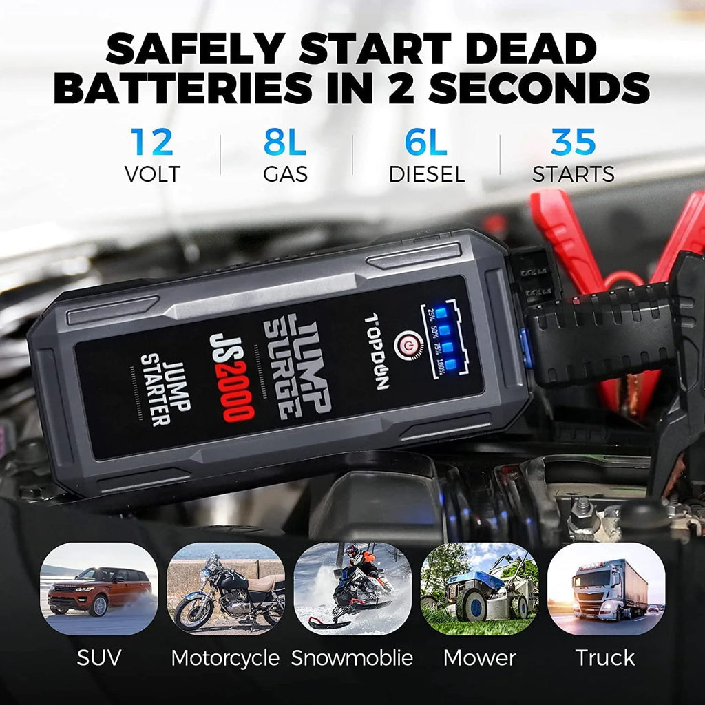 Car Jump Starter Topdon JS2000 12V 2000Amp Battery Booster Pack Charger 16000mAh