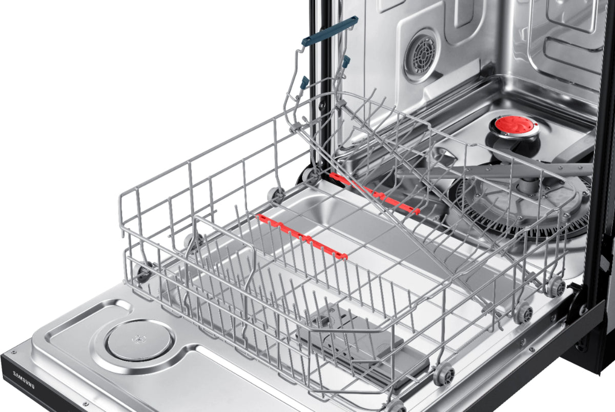 Samsung - StormWash 24 Top Control Built-In Dishwasher with AutoRelease Dry, 3rd Rack, 48 dBA - Black stainless steel
