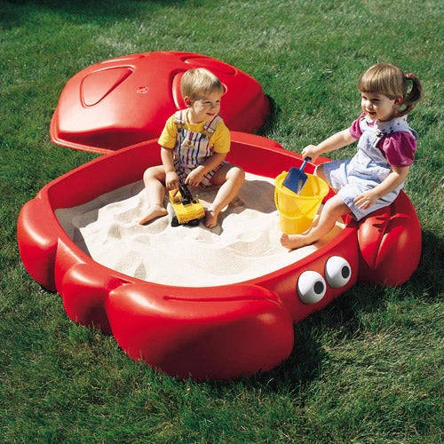 Step2 Crabbie Sandbox Kids Plastic Outdoor Sandbox with Cover