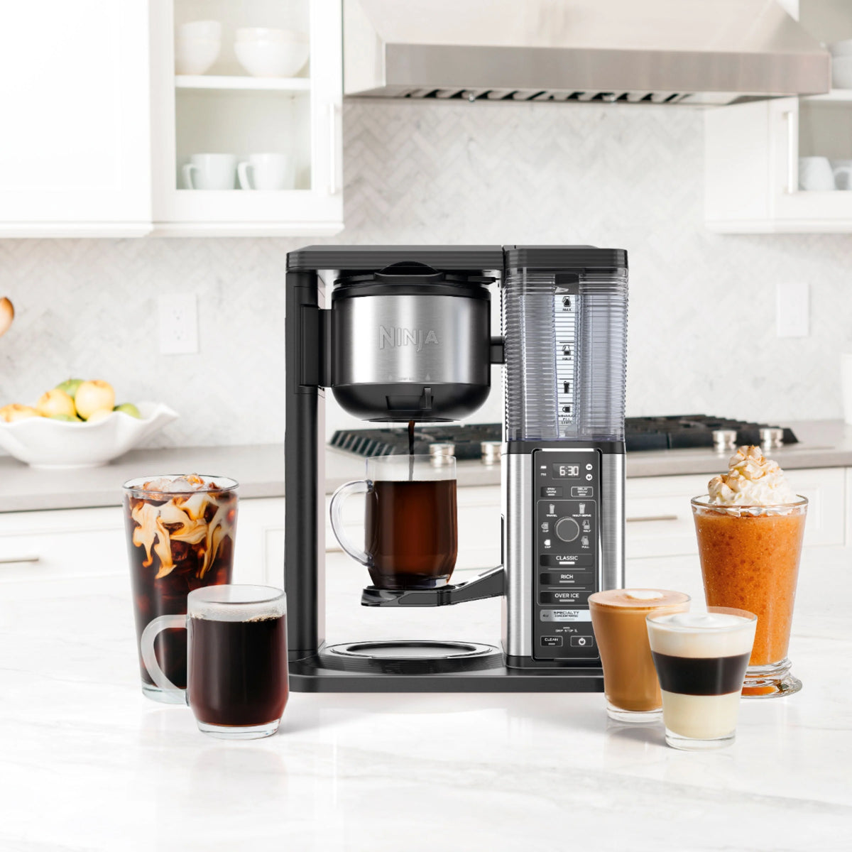 Ninja CM401 - 10-Cup Specialty Coffee Maker with Fold-Away Frother and Glass Carafe CM401 - Black/Stainless Steel