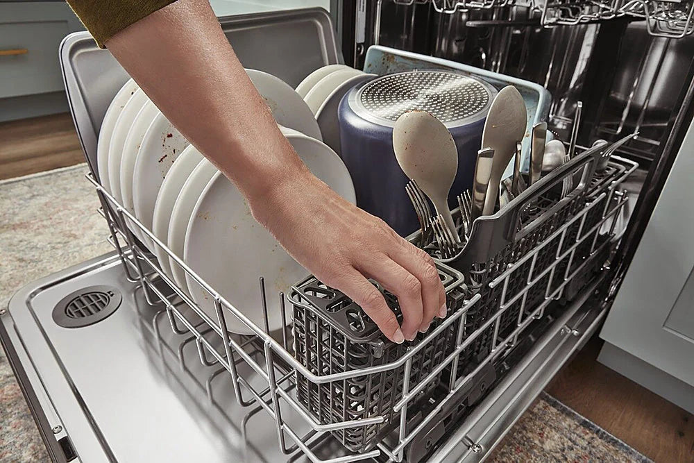 Whirlpool - 24 Top Control Built-In Dishwasher with Stainless Steel Tub, Large Capacity & 3rd Rack, 47 dBA - Black stainless steel