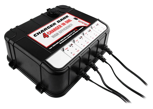 Banshee Smart Charger for Boat Lawn Tractor Car Motorcycle 6V 12V 2A, 4-BAY w/ USB Ports