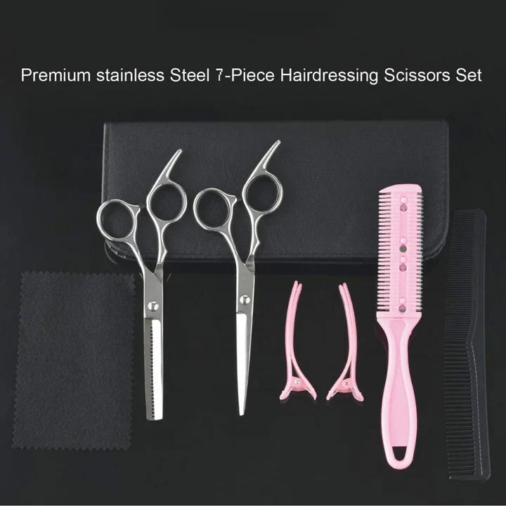 Hair Cutting Scissors Set with Thinning Shears and Styling Combs, 7-Piece  Kit
