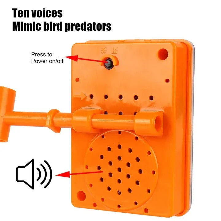 Bird Repeller with Wind-Driven Rotating Mirrors and Motion-Activated Predator Sounds, Solar  Powered