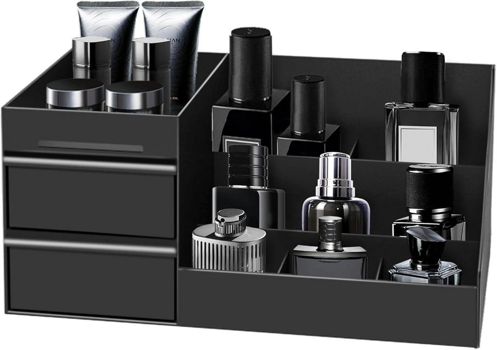 Bathroom Counter Bottle Organizer with Individual Compartments and Stable Base