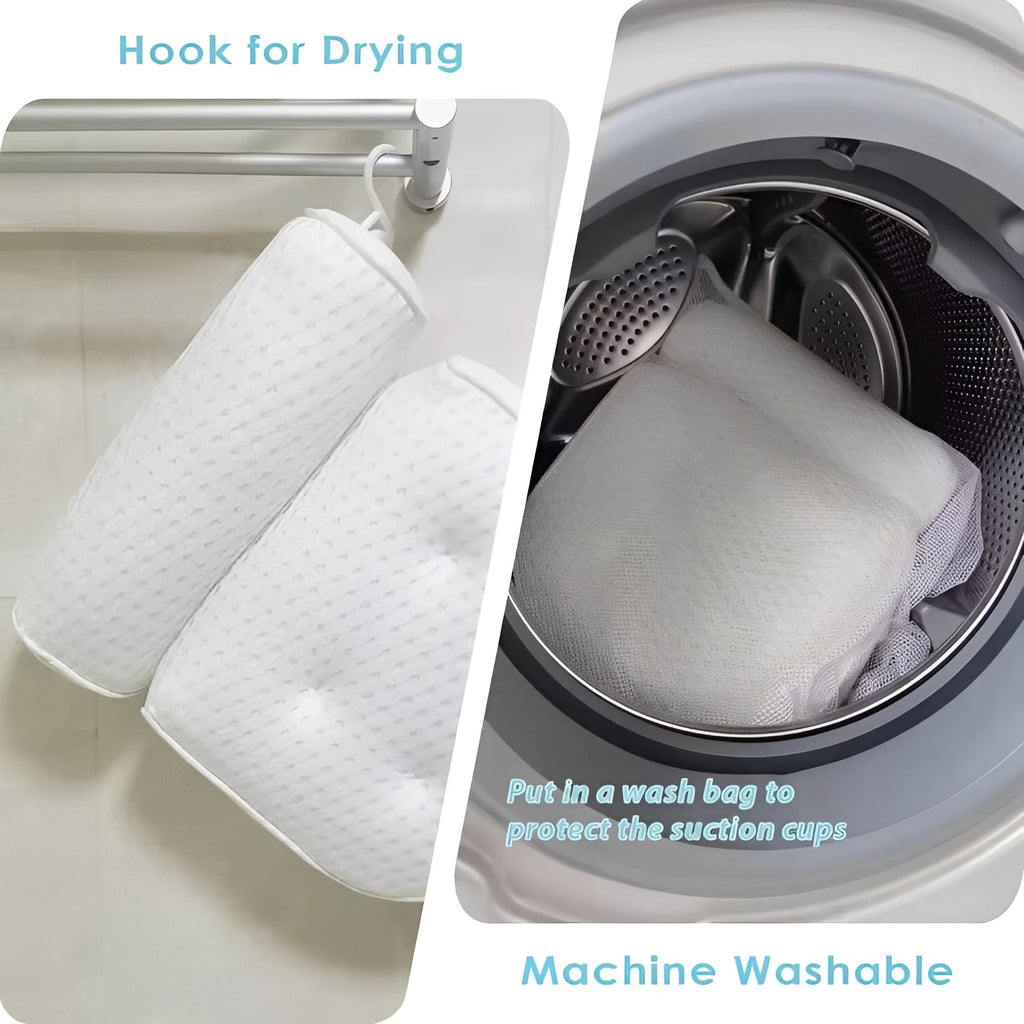 Ergonomic Bath Pillow with 6 Suction Cups and Mesh Surface for Head and Neck Support