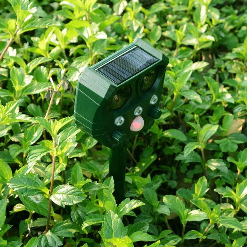 Animal Ultrasonic Repellent with Motion Sensor and Solar Power, 110° Range 26 Ft