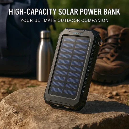 High-Capacity Waterproof Solar Power Bank With Dual USB Ports
