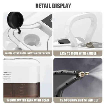Handheld Steam Cleaner with 4.5 Bar Pressure and 5 Brush Attachments, 6 Speed  Levels