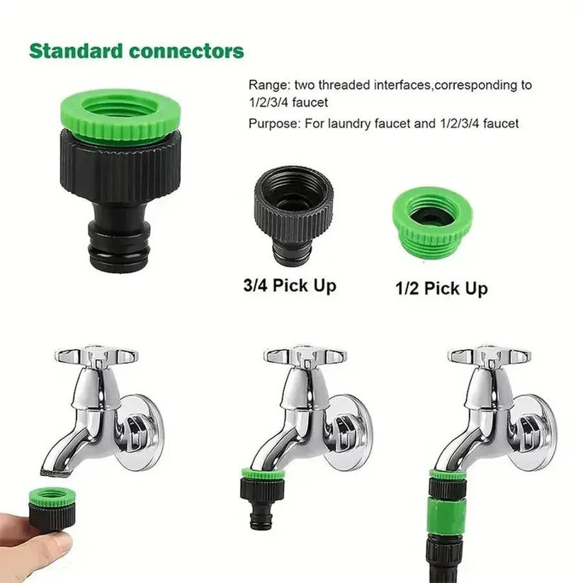 Expandable Garden Hose with Seven Spray Nozzle and Flow Control  Lever