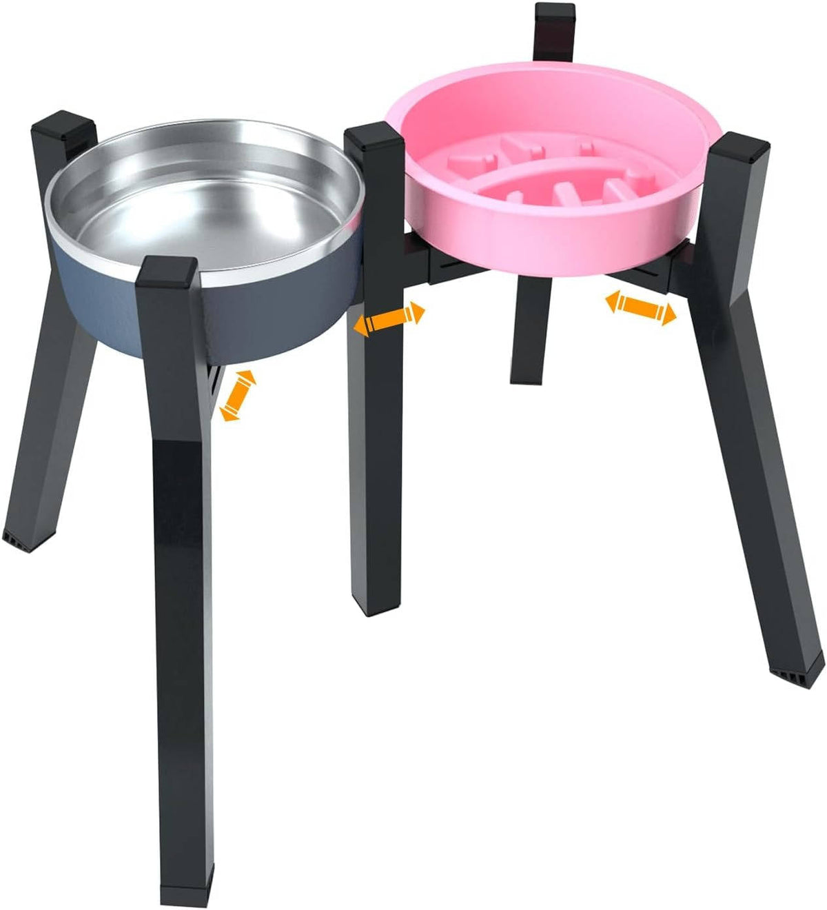 Dog Bowl Stand with Adjustable Width and Foldable Metal Frame, 13.7in  Height