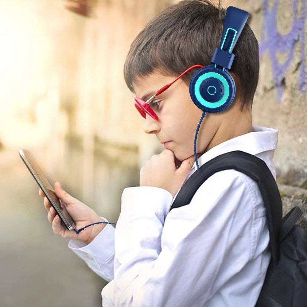 Foldable Kids On Ear Headphones for Children, Teens, Boys & Girls, Compatible with Smartphones, Tablets, School, Kindle & Airplane Travel