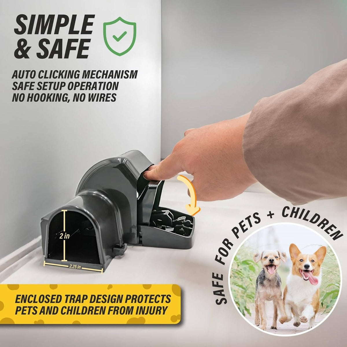 2 Pack Mouse, Rat & Chipmunk Traps, No Accidental Triggers, Indoor & Outdoor Use