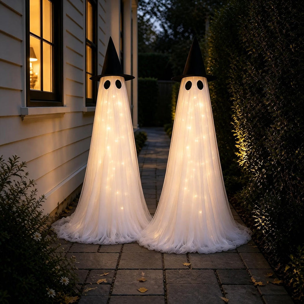 2 Pack 5 Ft Large Halloween Decorations Outdoor, Light Up Ghost Decor