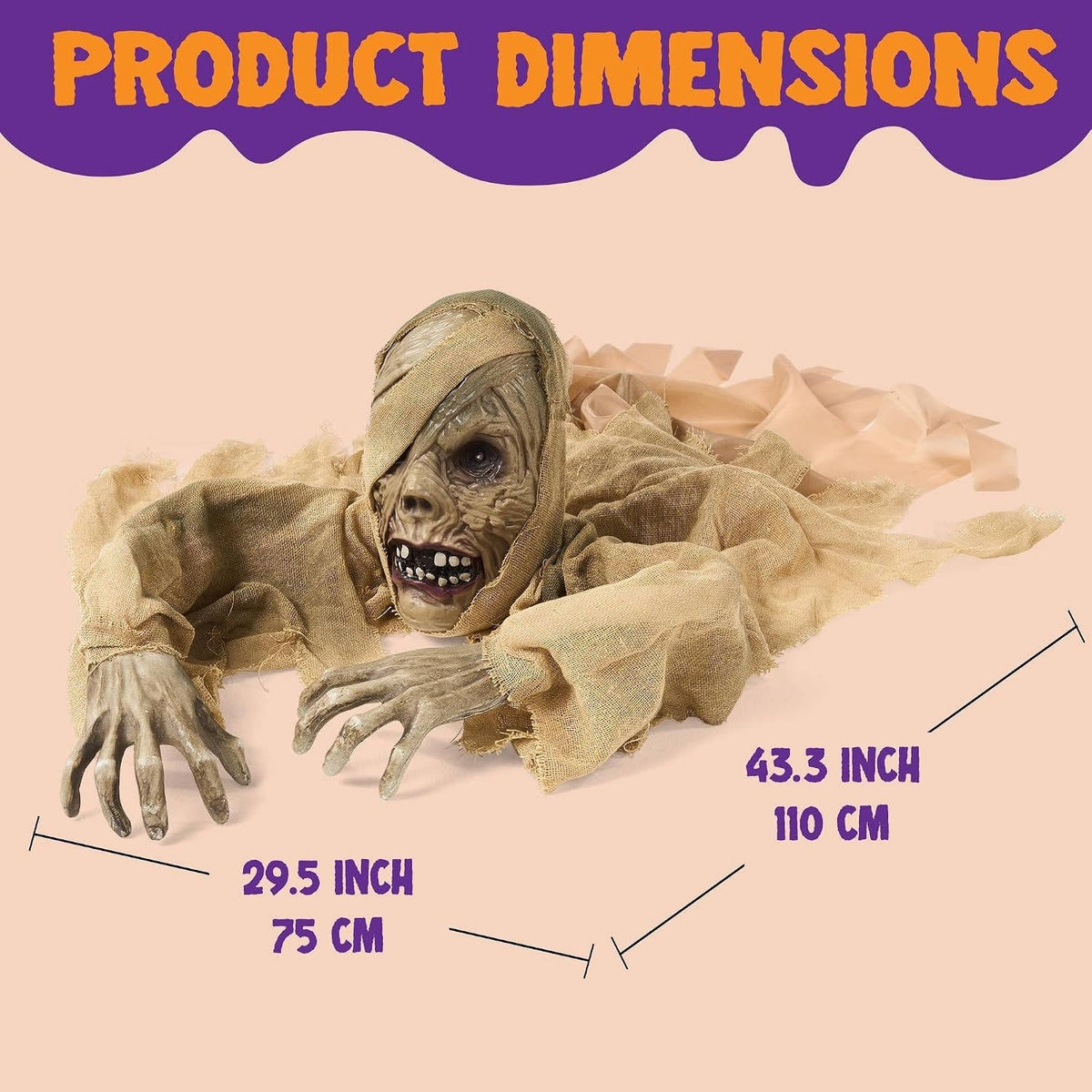 Halloween Groundbreaker, Light Up Eyes and Creepy Sound with IR Sensor for Outdoor Lawn, Graveyard and Haunted House Decor