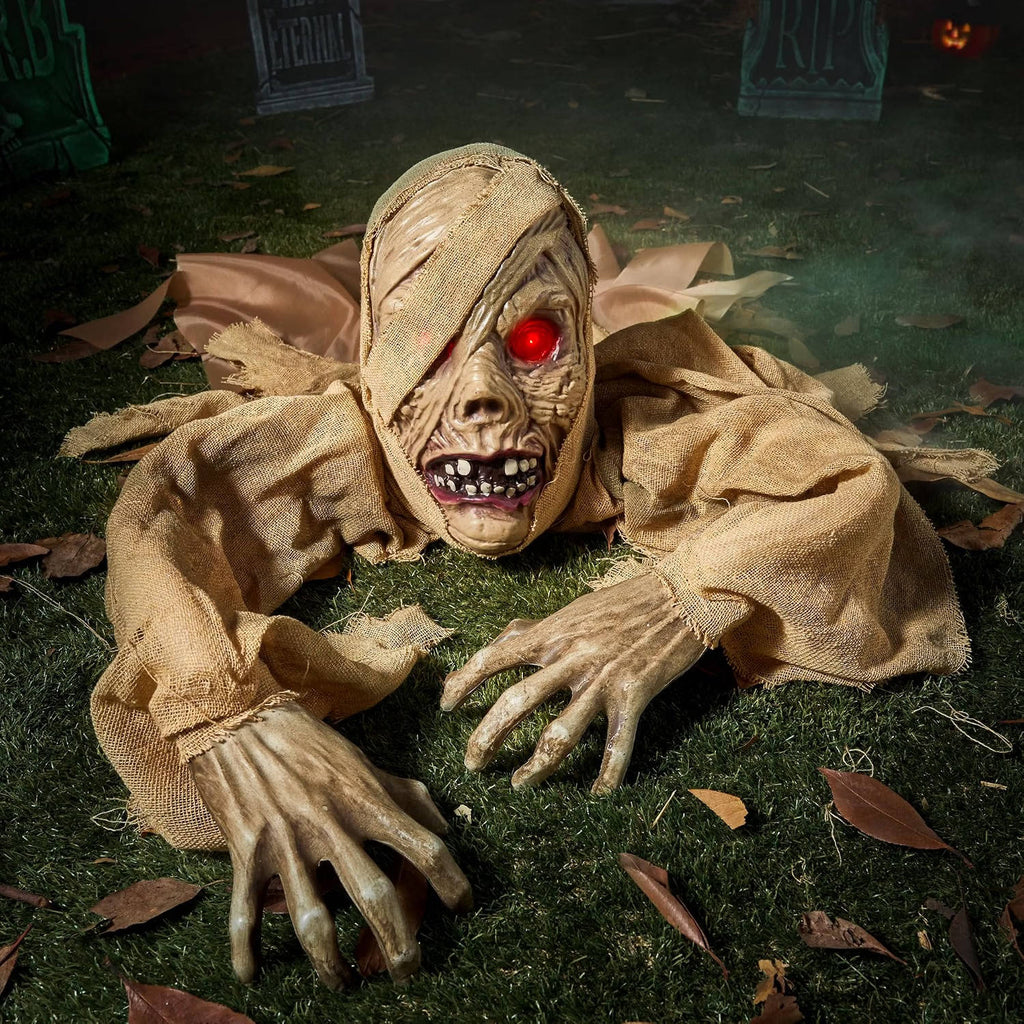 Halloween Groundbreaker, Light Up Eyes and Creepy Sound with IR Sensor for Outdoor Lawn, Graveyard and Haunted House Decor